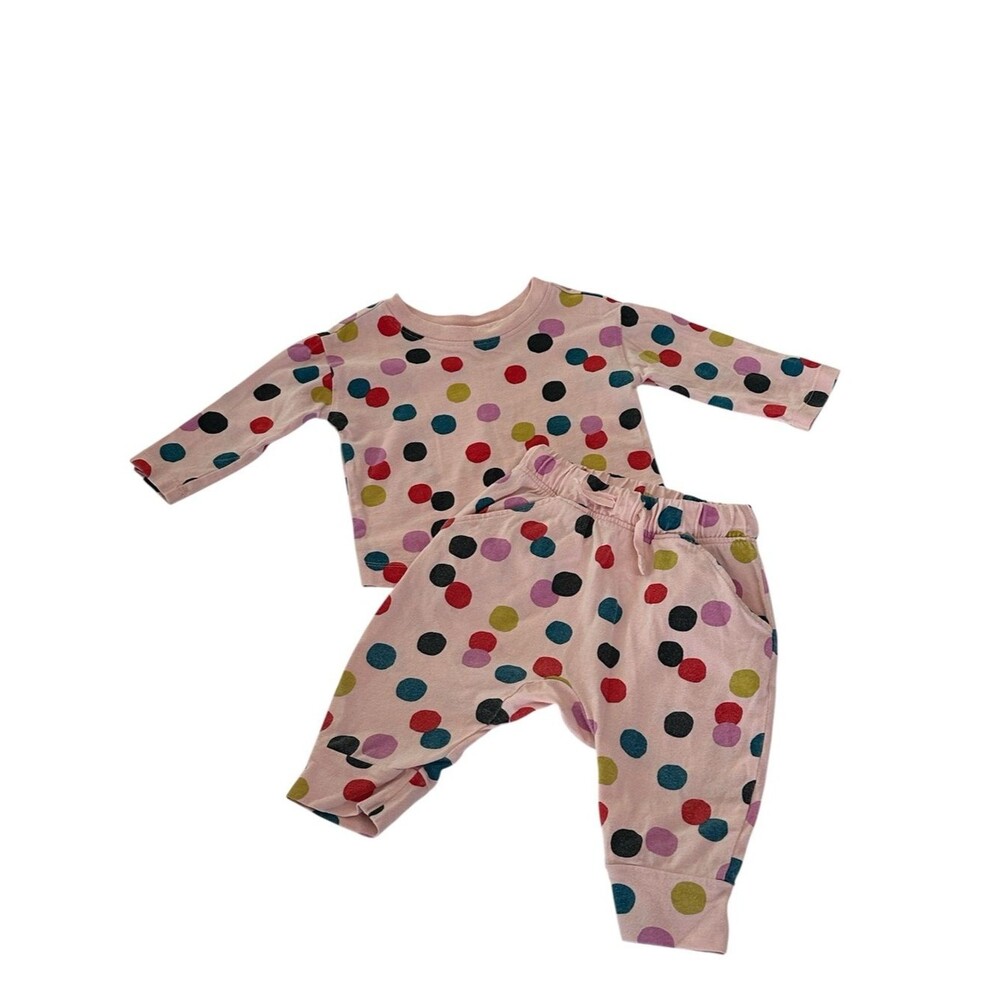Hanna Andersson Baby 2pc Outfit SZ 70 6-12M Polka Dot Jogger Pant Long Sleeve